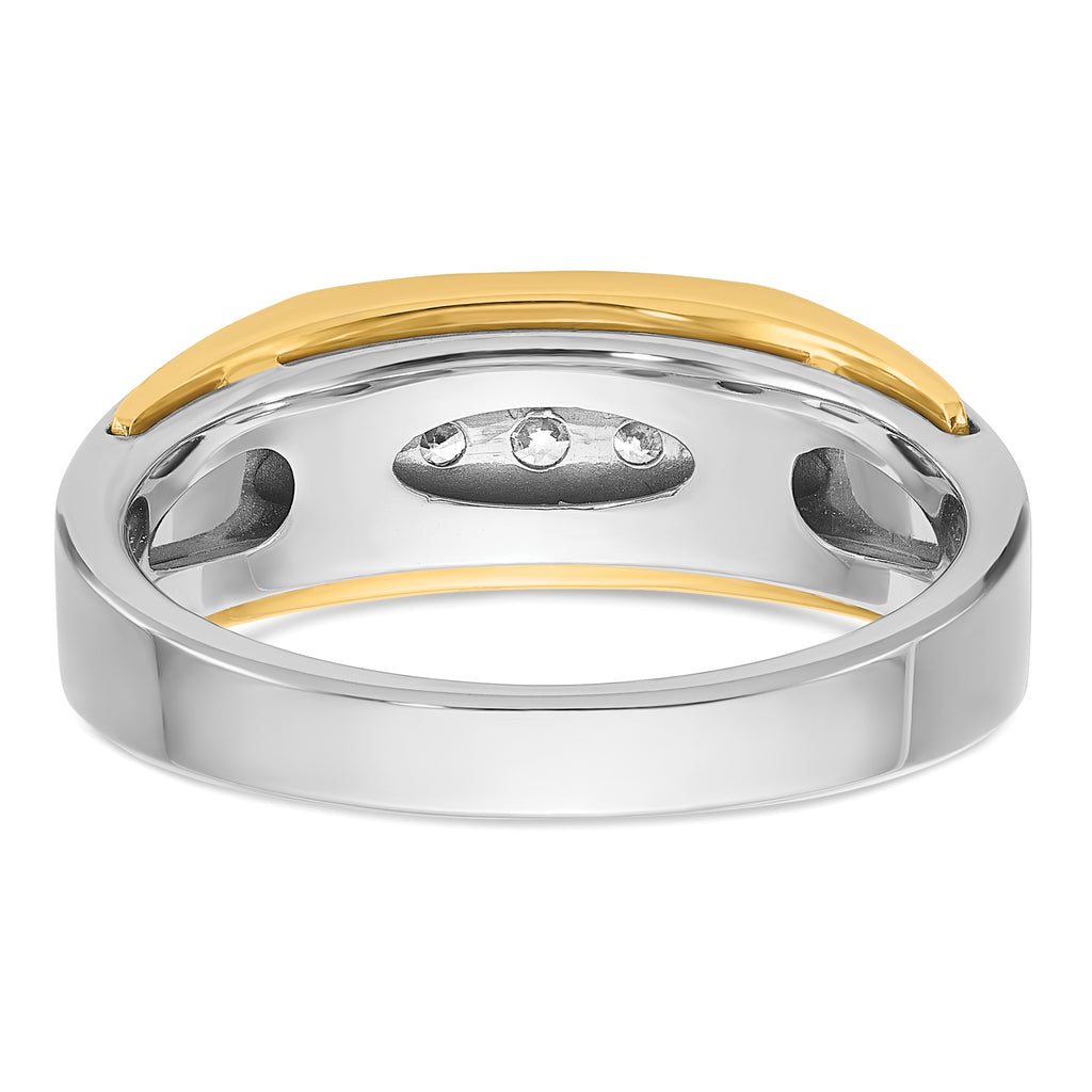 14k Two-tone Mens Polished 5-Stone Ring Mounting, Mounting Only - Sophia Jewelers