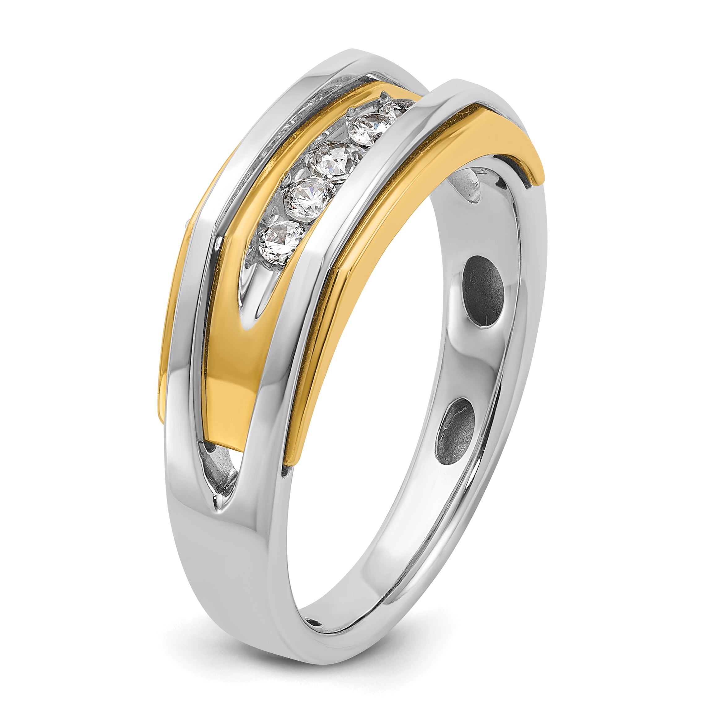 14k Two-tone Men's Polished 5-Stone 1/4 Carat AA Quality Diamond Ring - Sophia Jewelers