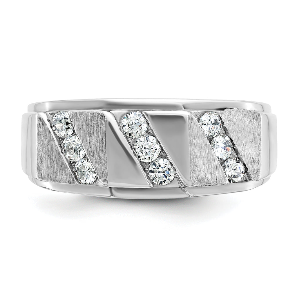 14k White Gold Polished and Satin Mens Ring Mounting, Mounting Only - Sophia Jewelers