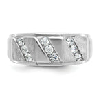 14k White Gold Polished and Satin Mens Ring Mounting, Mounting Only - Sophia Jewelers