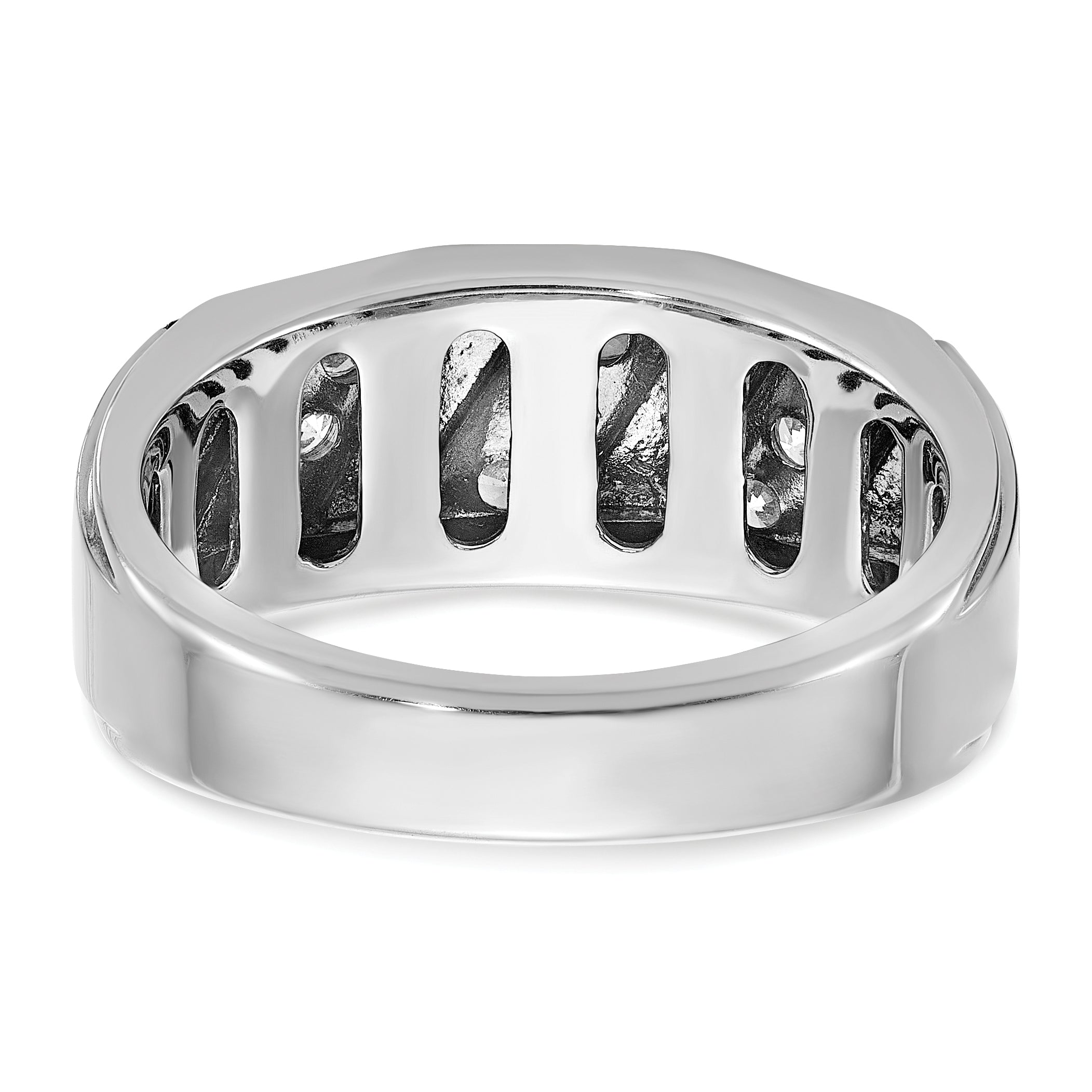 14k White Gold Polished and Satin Mens Ring Mounting, Mounting Only - Sophia Jewelers