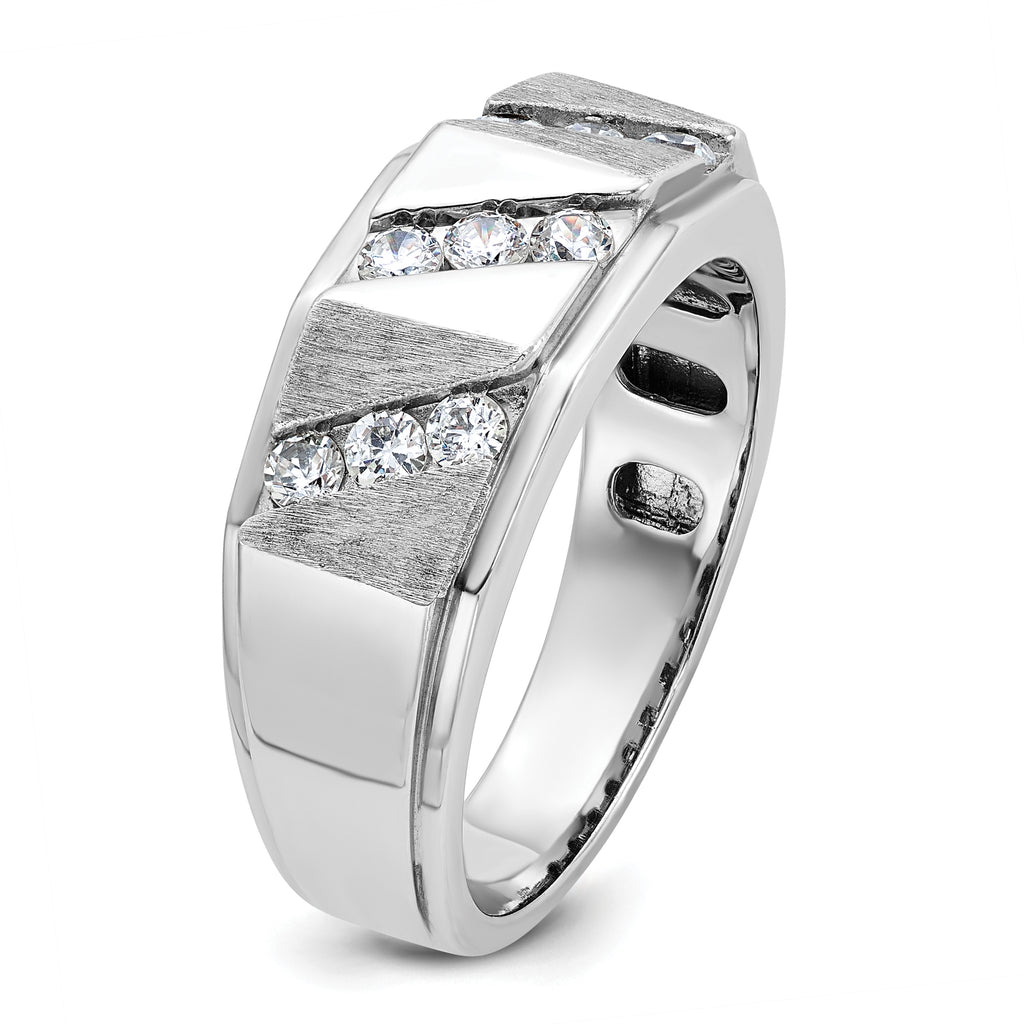 14k White Gold Polished and Satin Mens Ring Mounting, Mounting Only - Sophia Jewelers