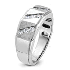 14k White Gold Polished and Satin Mens Ring Mounting, Mounting Only - Sophia Jewelers