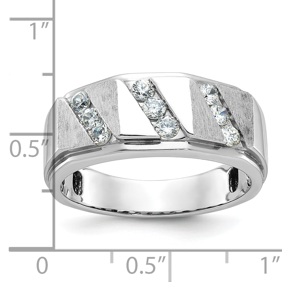 14k White Gold Polished and Satin Mens Ring Mounting, Mounting Only - Sophia Jewelers