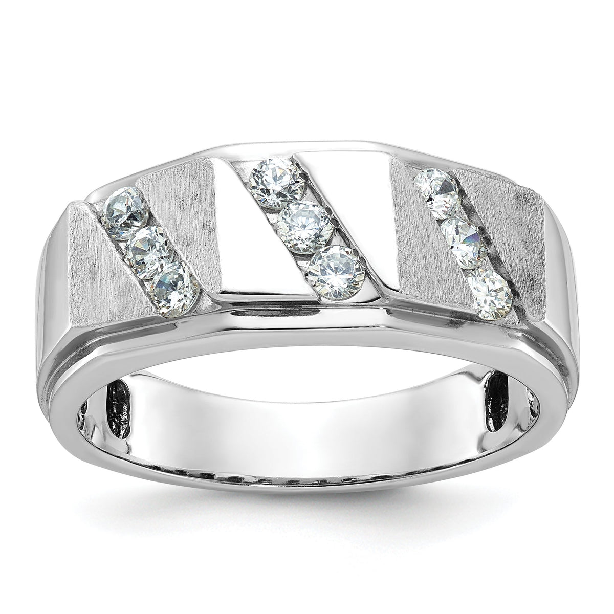 Men's Diamond Ring in 14K White Gold, Satin & Polished (1/2 ct. tw.), Size 10 - Sophia Jewelers Main image