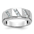 14k White Gold Men's Polished and Satin 1/2 Carat AA Quality Diamond Ring - Sophia Jewelers