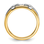 10k Two-tone Men's Polished Satin and Cut-Out 1/5 Carat A Quality Diamond Cross Ring