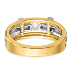 10k Two-tone Men's Polished Satin and Cut-Out 1/5 Carat A Quality Diamond Cross Ring