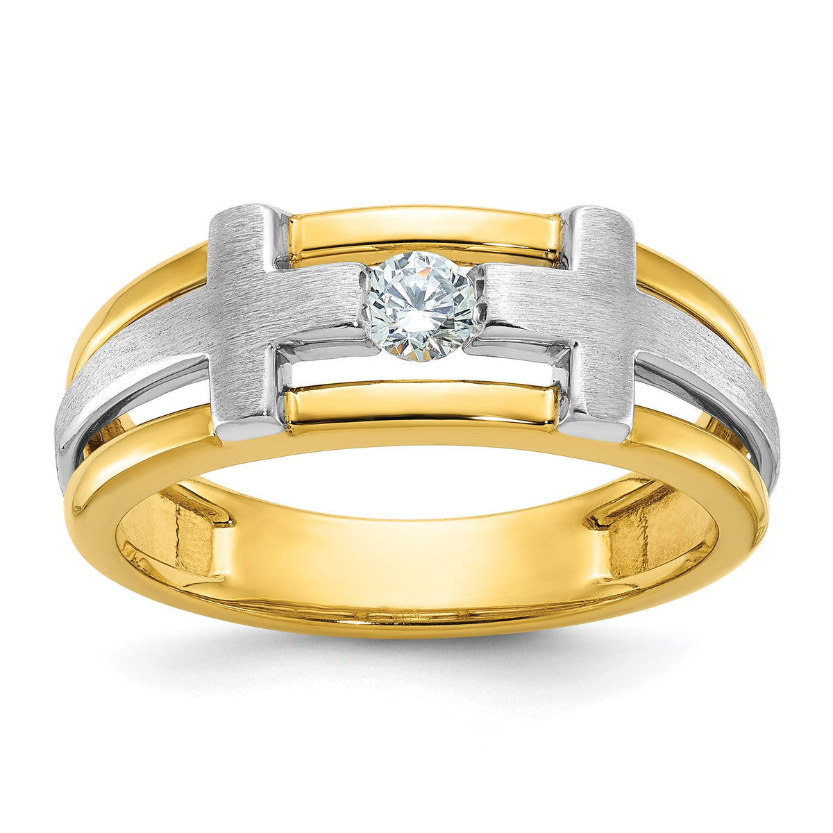 Men's Cut-Out Diamond Cross Ring in 10K Two-Tone Gold (1/5 ct. tw.), Size 10 - Sophia Jewelers Main image