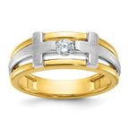 10k Two-tone Men's Polished Satin and Cut-Out 1/5 Carat A Quality Diamond Cross Ring