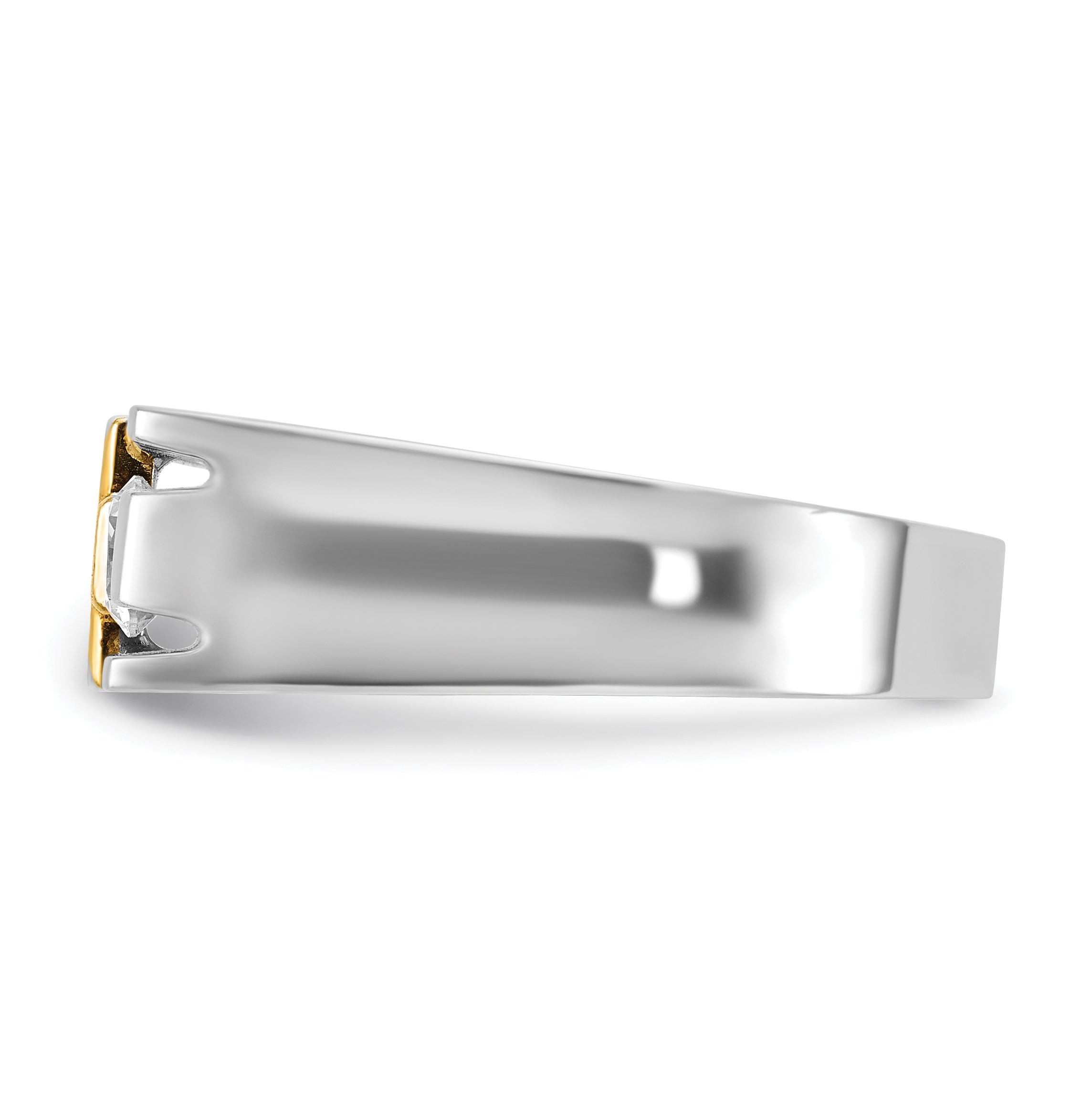 14k Two-tone Men's Polished Satin and Cut-Out Cross Ring Mounting, Mounting Only - Sophia Jewelers