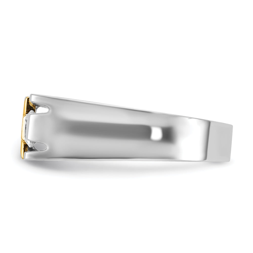 14k Two-tone Men's Polished Satin and Cut-Out 1/3 Carat AA Quality Diamond Cross Ring - Sophia Jewelers