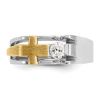 14k Two-tone Men's Polished Satin and Cut-Out 1/3 Carat AA Quality Diamond Cross Ring - Sophia Jewelers