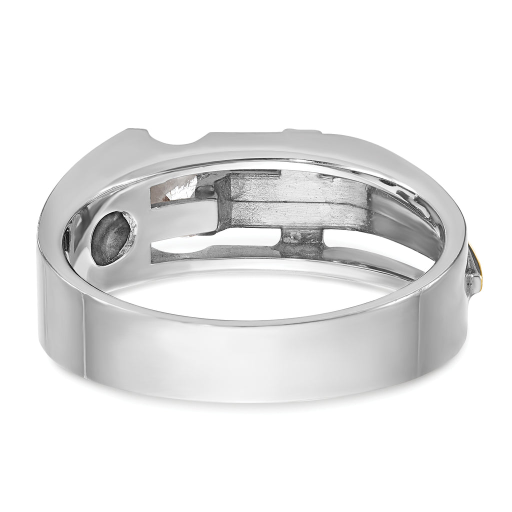 14k Two-tone Men's Polished Satin and Cut-Out Cross Ring Mounting, Mounting Only - Sophia Jewelers