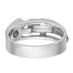 14k Two-tone Men's Polished Satin and Cut-Out Cross Ring Mounting, Mounting Only - Sophia Jewelers