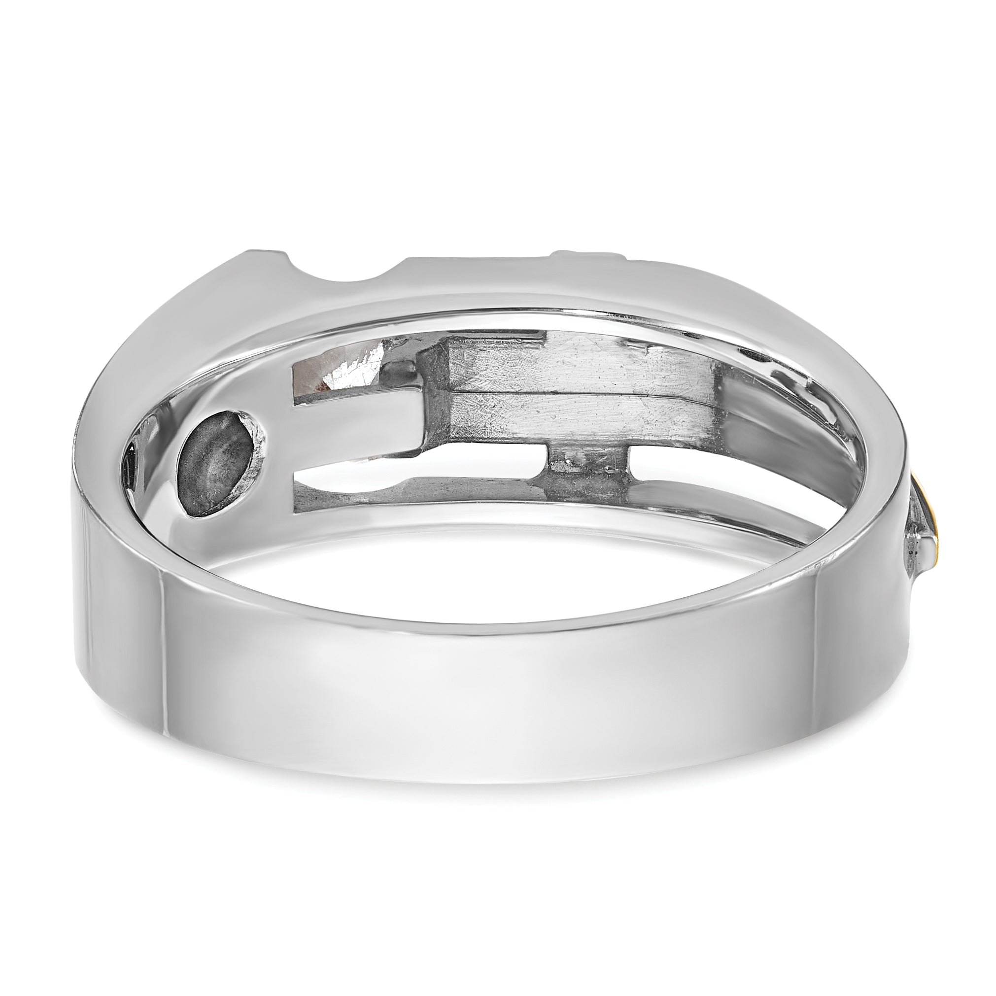 14k Two-tone Men's Polished Satin and Cut-Out Cross Ring Mounting, Mounting Only - Sophia Jewelers