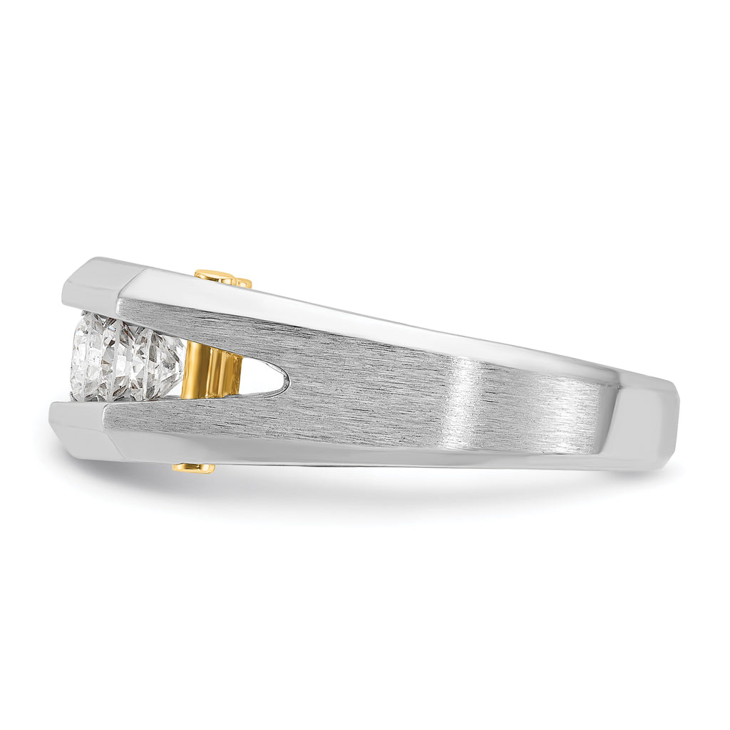 14k Two-tone Mens Polished and Satin Channel-set 5-Stone 1 Carat AA Diamond Ring - Sophia Jewelers