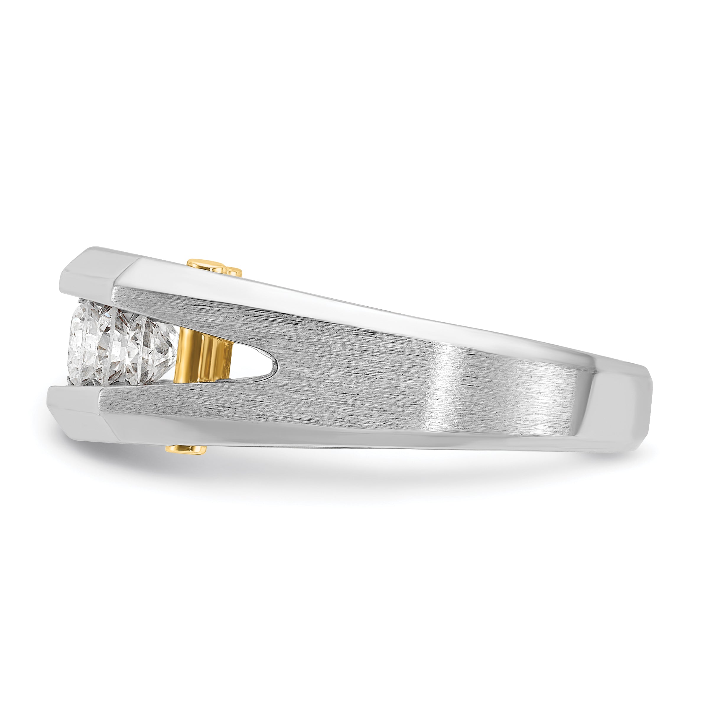 14k Two-tone Mens Polished and Satin Channel-set 5-Stone Ring Mounting, Mounting Only - Sophia Jewelers