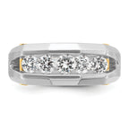 14k Two-tone Mens Polished and Satin Channel-set 5-Stone Ring Mounting, Mounting Only - Sophia Jewelers