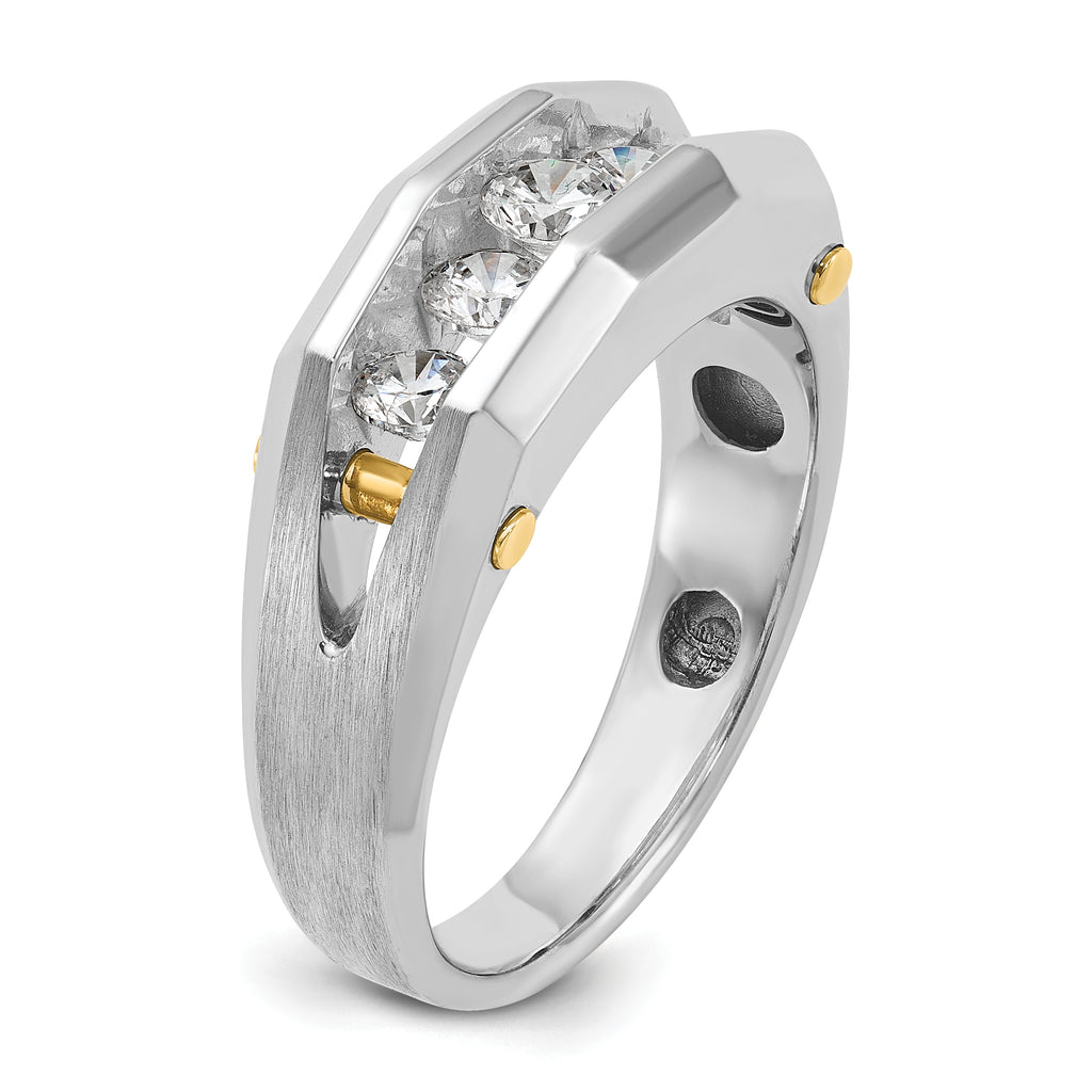 14k Two-tone Mens Polished and Satin Channel-set 5-Stone 1 Carat AA Diamond Ring - Sophia Jewelers