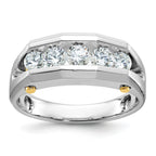 14k Two-tone Mens Polished and Satin Channel-set 5-Stone Ring Mounting, Mounting Only - Sophia Jewelers