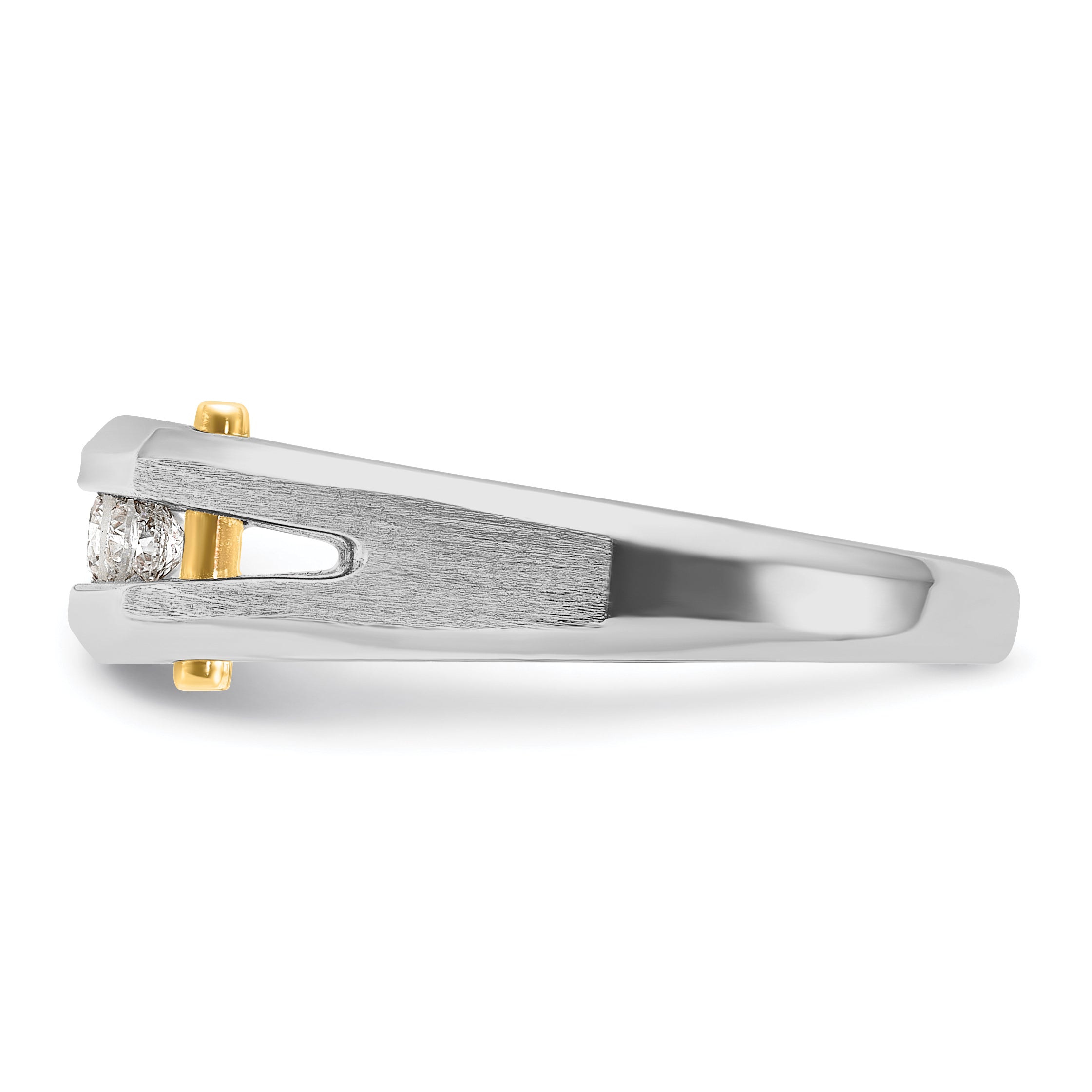 14k Two-tone Mens Polished and Satin Channel-set 5-Stone 1/4 Carat AA Diamond Ring - Sophia Jewelers