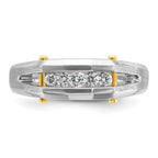 14k Two-tone Mens Polished and Satin Channel-set 5-Stone Ring Mounting, Mounting Only - Sophia Jewelers