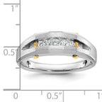 14k Two-tone Mens Polished and Satin Channel-set 5-Stone Ring Mounting, Mounting Only - Sophia Jewelers