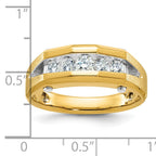 10k Two-tone Men's Polished and Satin 5-Stone 1/2 Carat A Quality Diamond Ring