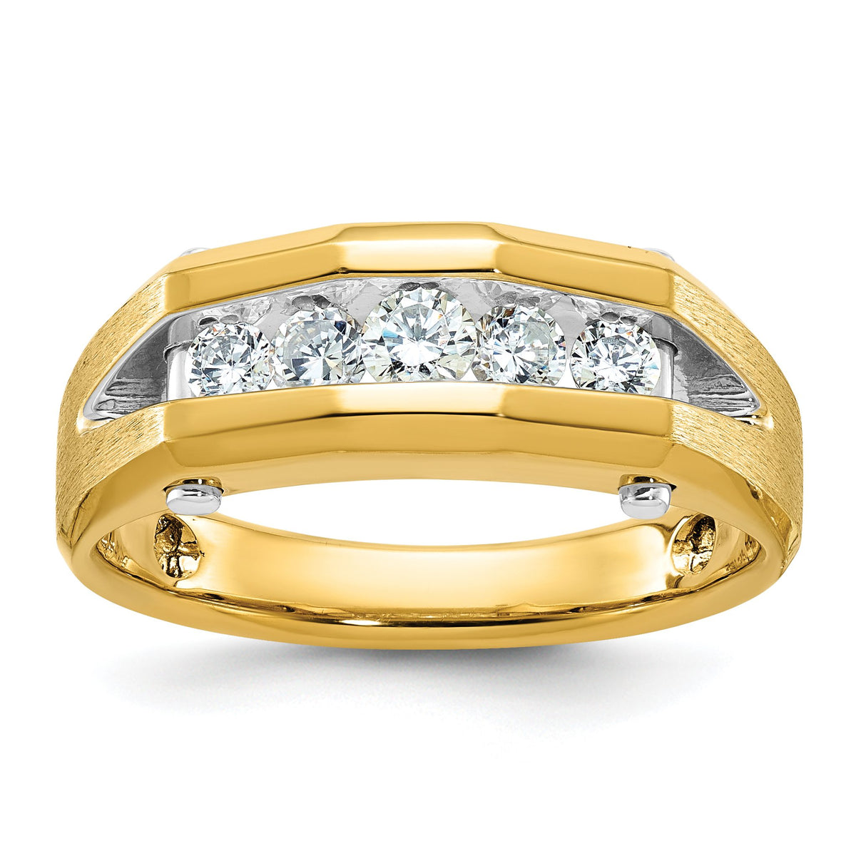 Men's Five-Stone Lab-Grown Diamond Ring in 14K Two-Tone Gold, 8mm (1/2 ct. tw.), Size 10 - Sophia Jewelers Main image
