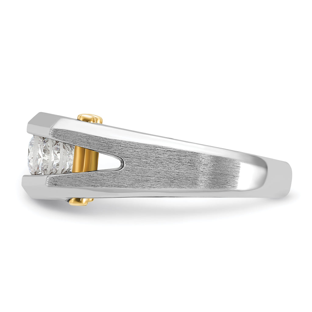 14k White Gold Five Stone Polished and Satin Men's Ring Mounting, Mounting Only - Sophia Jewelers