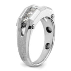 14k White Gold Five Stone Polished and Satin Men's Ring Mounting, Mounting Only - Sophia Jewelers
