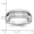 14k White Gold Five Stone Polished and Satin Men's Ring Mounting, Mounting Only - Sophia Jewelers