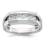 14k White Gold Five Stone Polished and Satin Men's Ring Mounting, Mounting Only - Sophia Jewelers