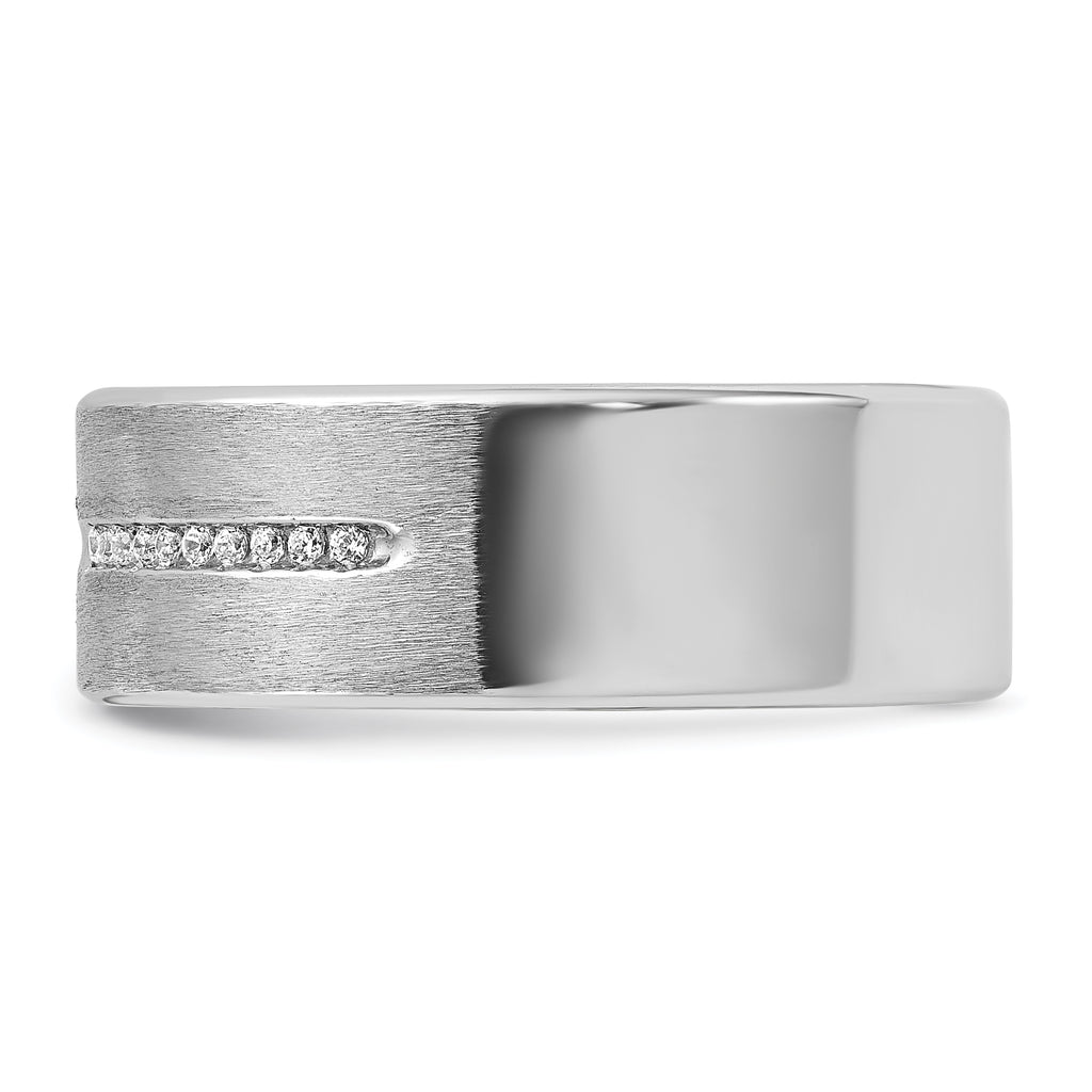14k White Gold Men's Polished and Satin 1/5 Carat AA Quality Diamond Ring - Sophia Jewelers