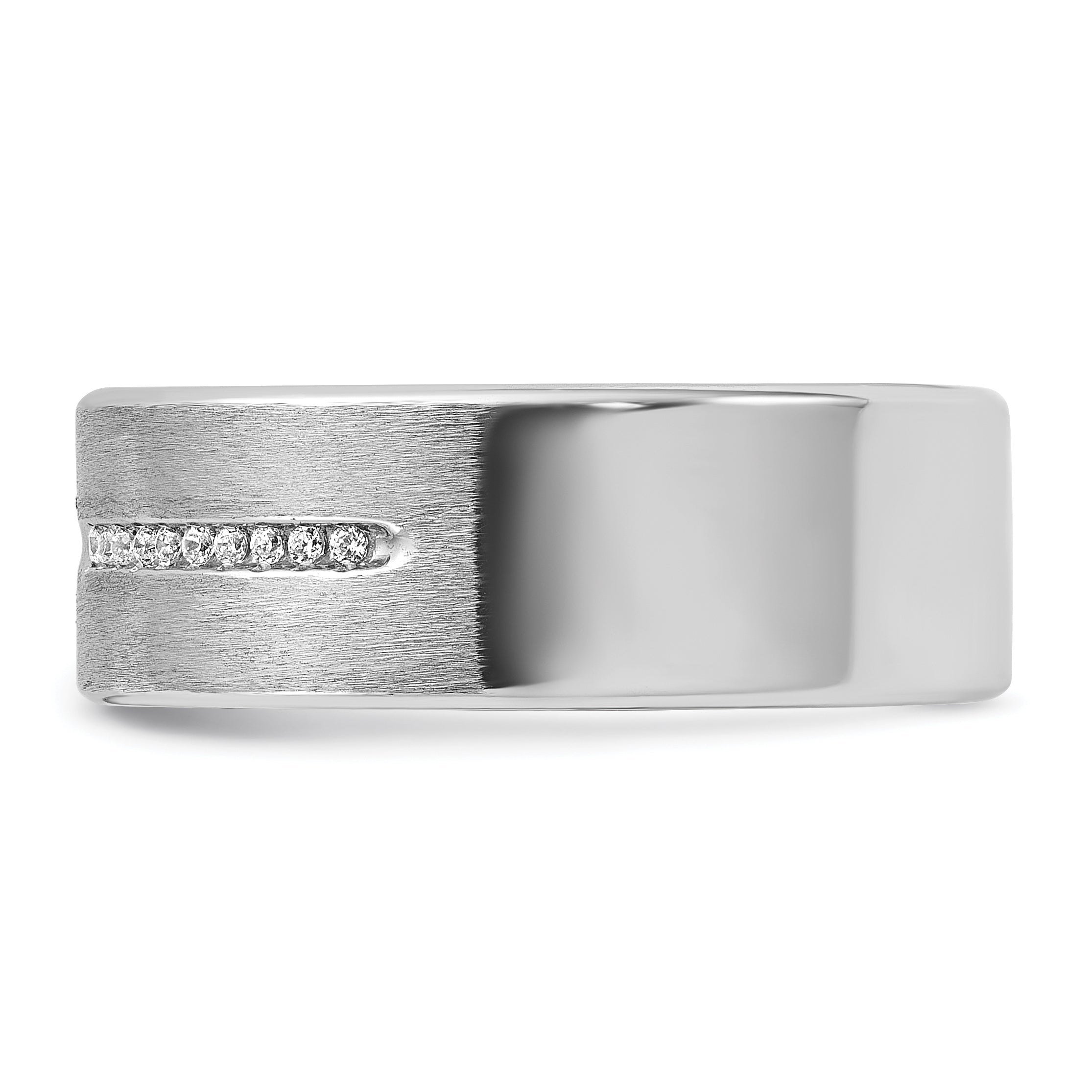 14k White Gold Men's Polished and Satin 1/5 Carat AA Quality Diamond Ring - Sophia Jewelers