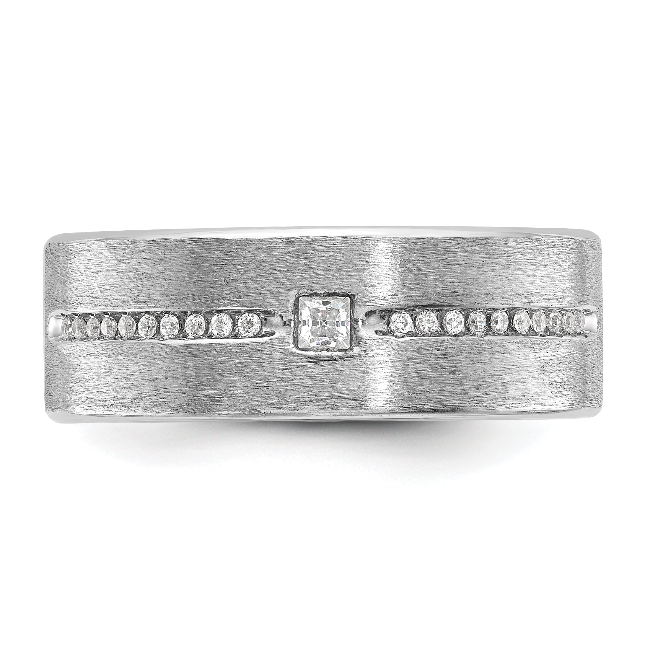 14k White Gold Mens Polished and Satin Ring Mounting, Mounting Only - Sophia Jewelers