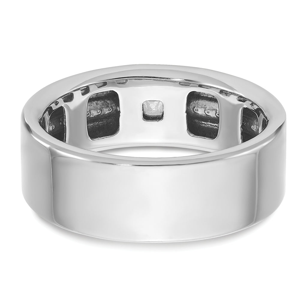 14k White Gold Mens Polished and Satin Ring Mounting, Mounting Only - Sophia Jewelers