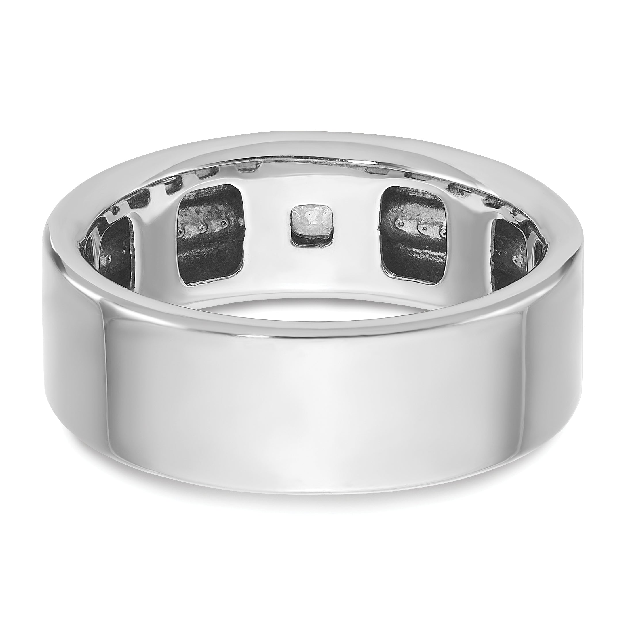 14k White Gold Men's Polished and Satin 1/5 Carat AA Quality Diamond Ring - Sophia Jewelers