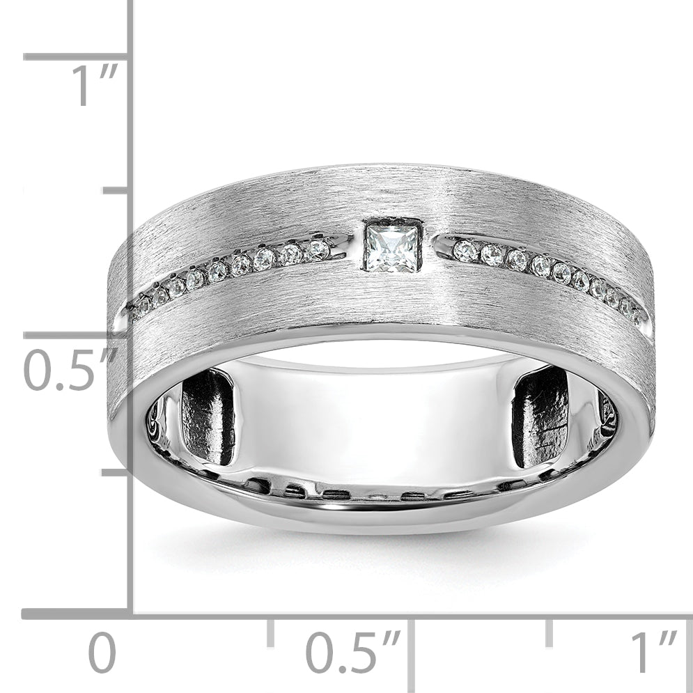 14k White Gold Mens Polished and Satin Ring Mounting, Mounting Only - Sophia Jewelers