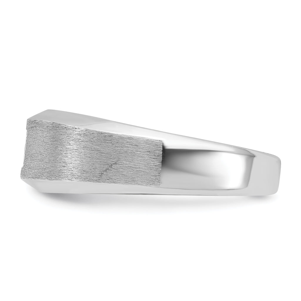 14k White Gold Mens Polished and Satin 1/6 carat Diamond Complete Ring - Sophia Jewelers