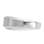 14k White Gold Mens Polished and Satin 1/6 carat Diamond Complete Ring - Sophia Jewelers
