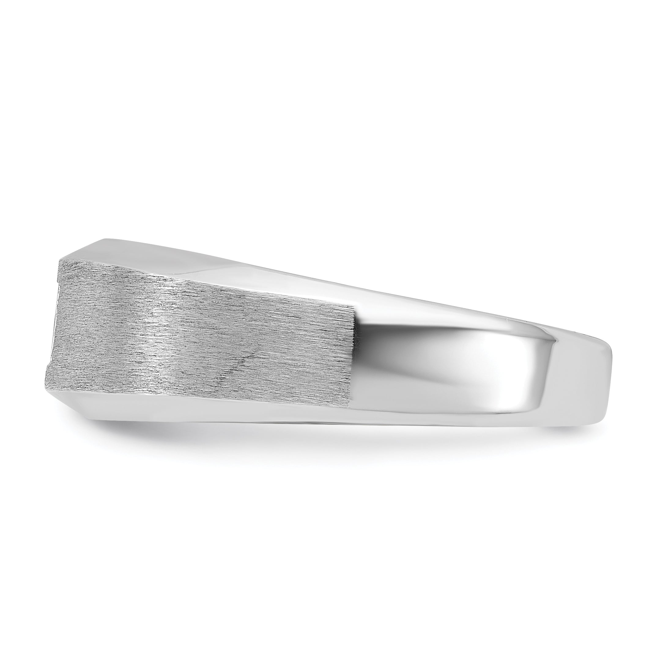 14k White Gold Mens Polished and Satin 1/6 carat Diamond Complete Ring - Sophia Jewelers