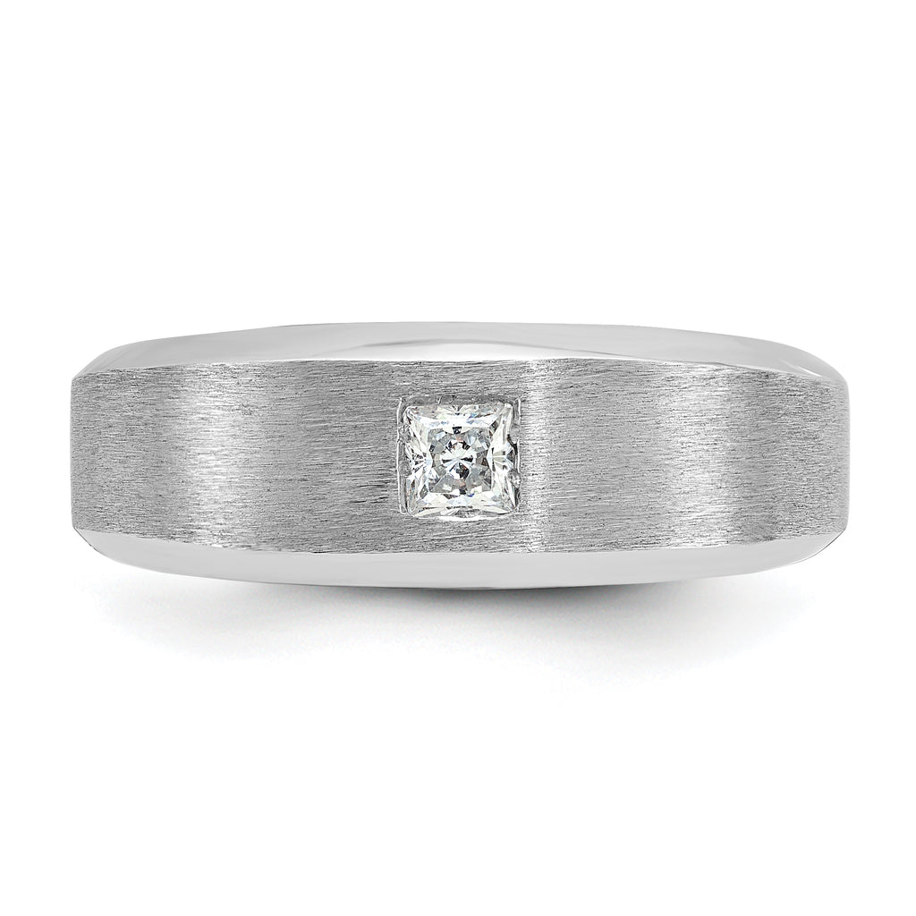 14k White Gold Mens Polished and Satin Diamond Ring Mounting, Mounting Only - Sophia Jewelers