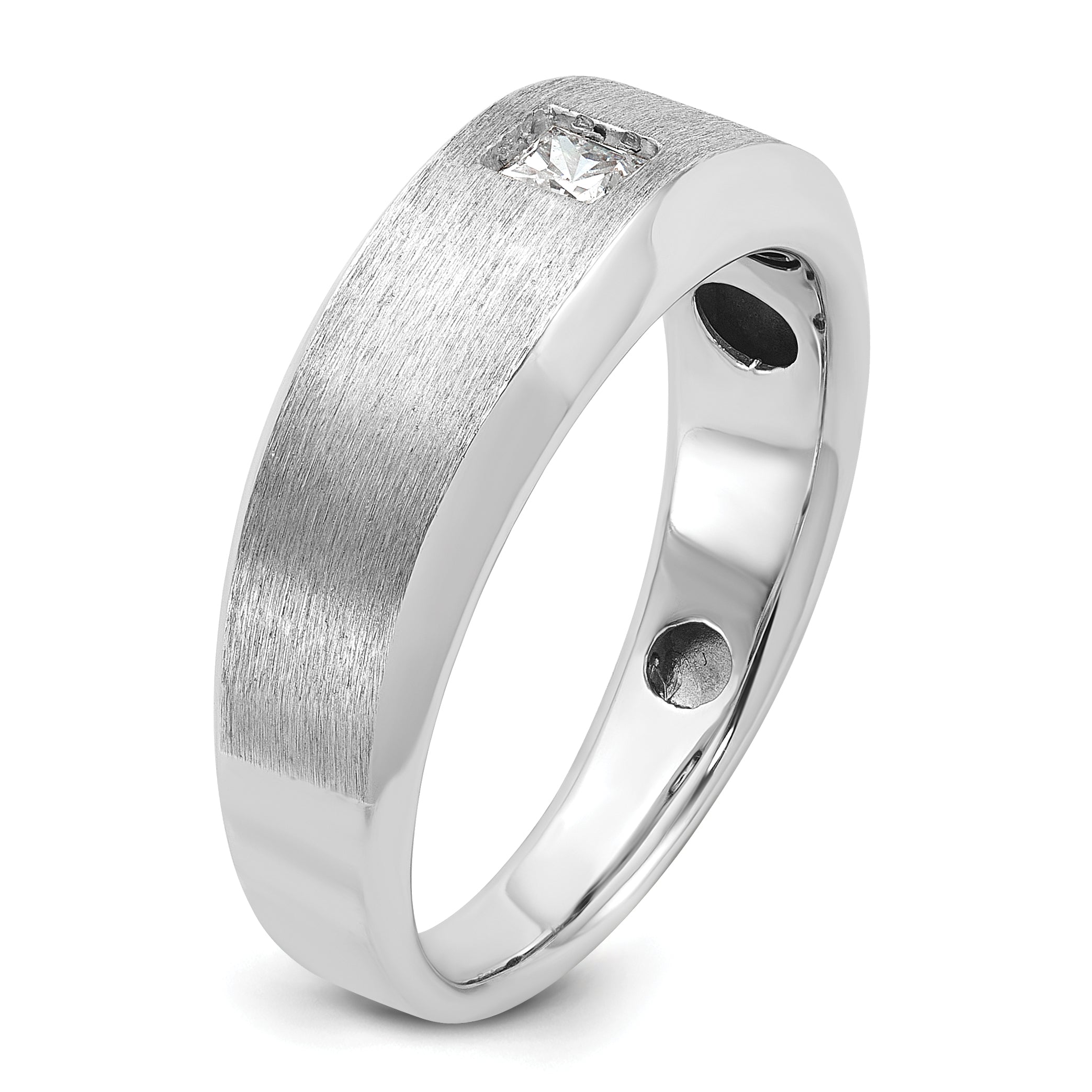 14k White Gold Mens Polished and Satin Diamond Ring Mounting, Mounting Only - Sophia Jewelers