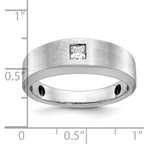 14k White Gold Mens Polished and Satin 1/6 carat Diamond Complete Ring - Sophia Jewelers