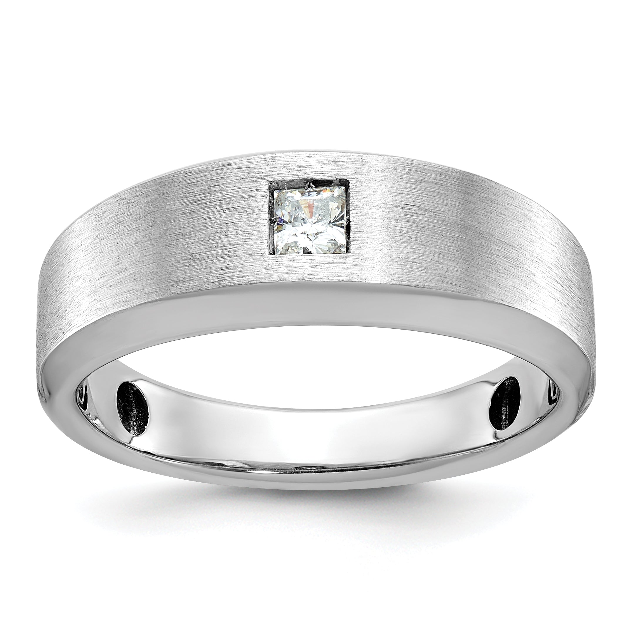 14k White Gold Mens Polished and Satin Diamond Ring Mounting, Mounting Only - Sophia Jewelers Main image