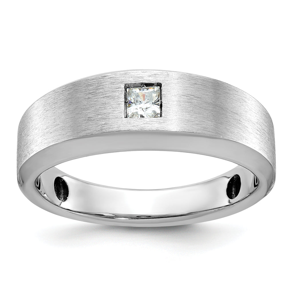14k White Gold Mens Polished and Satin Diamond Ring Mounting, Mounting Only - Sophia Jewelers