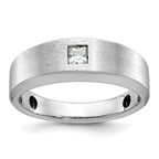 14k White Gold Mens Polished and Satin 1/6 carat Diamond Complete Ring - Sophia Jewelers