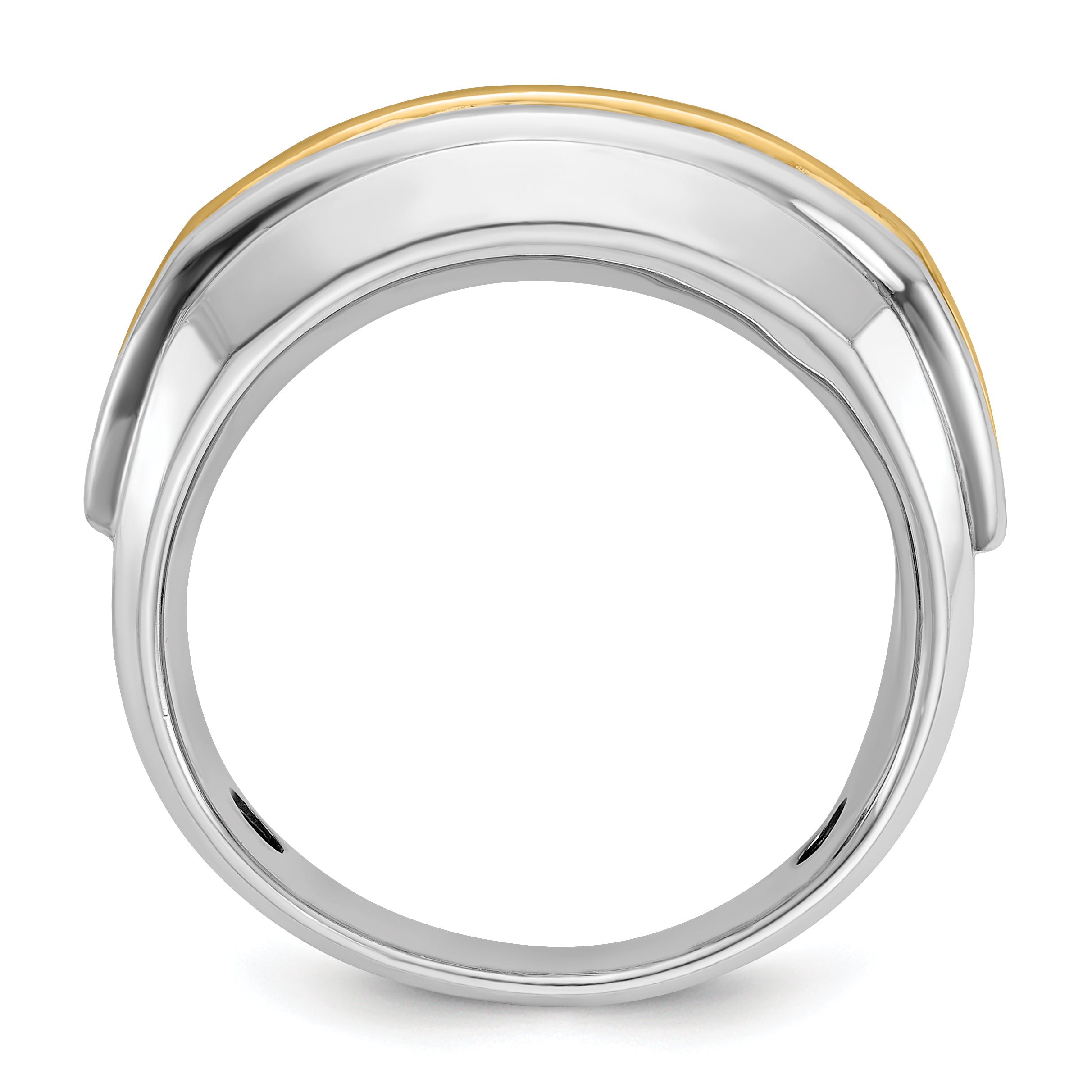 10k Two-tone Men's Polished 5-Stone 1 Carat A Quality Diamond Ring